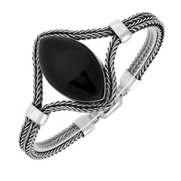 Silver Whitby Jet Foxtail Portrait Marquise Bracelet B968