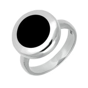 Silver Whitby Jet Modern Framed Round Ring R498