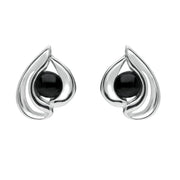 Sterling Silver Whitby Jet Open Teardrop Stud Earrings. E1907.