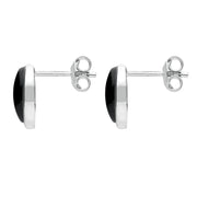 Sterling Silver Whitby Jet Oval Part Set Stud Earrings E2090 side