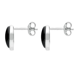 Sterling Silver Whitby Jet Oval Part Set Stud Earrings E2090 side