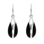 Silver Whitby Jet Pear Drop Hook Earrings E2016