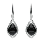 Silver Whitby Jet Pierced Drop Earrings E2130