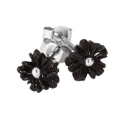 Silver Whitby Jet Pointed Petal Stud Earrings E1328