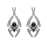 Sterling Silver Whitby Jet Spider Drop Earrings E2097