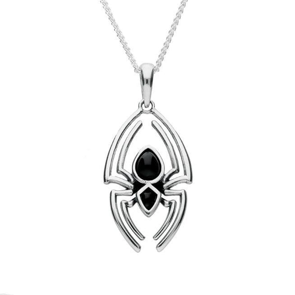 Sterling Silver Whitby Jet Spider Necklace P2818
