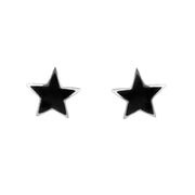 Sterling Silver Whitby Jet Star Shaped Stud Earrings. E1941.
