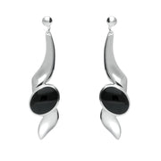 Sterling Silver Whitby Jet Twist Drop Earrings E029
