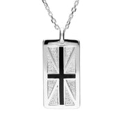 Sterling Silver Whitby Jet Union Jack Pendant Necklace P2706