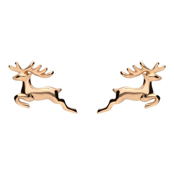 Sterling Silver Rose Gold Reindeer Stud Earrings E2377
