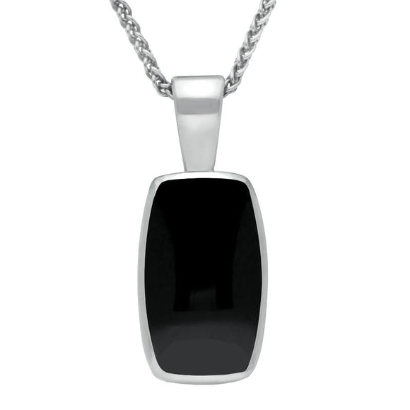 Sterling Silver Whitby Jet Barrel Shaped Necklace, P025