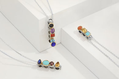 9ct Yellow Gold Sterling Silver Whitby Jet Stepping Stones 4x7mm Oval Claw Set Charm D