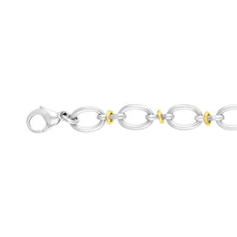 Sterling Silver 9ct Yellow Gold Oval Link Handmade Bracelet