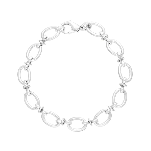 Sterling Silver Oval Link Handmade Bracelet C058BR