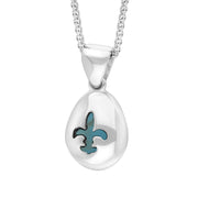 Sterling Silver Turquoise Fleur De Lis Pear Shape Necklace