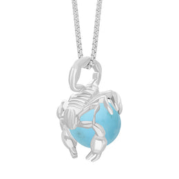 Sterling Silver Turquoise Zodiac Scorpio 10mm Bead Pendant, P3618.