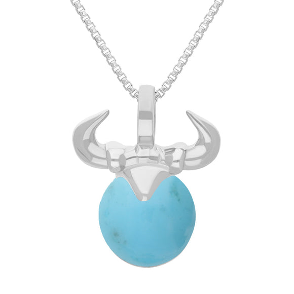 Sterling Silver Turquoise Zodiac Taurus 10mm Bead Pendant, P3621.