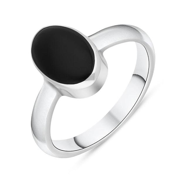 Sterling Silver Whitby Jet Heritage Oval Shaped Ring. R499.
