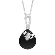 Sterling Silver Whitby Jet Small Bee Necklace, P3774
