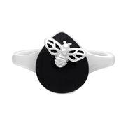 Sterling Silver Whitby Jet Small Bee Ring