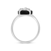 Sterling Silver Whitby Jet Small Bee Ring