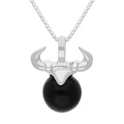 Sterling Silver Whitby Jet Zodiac Taurus 10mm Bead Pendant, P3621.