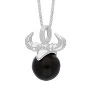 Sterling Silver Whitby Jet Zodiac Taurus 10mm Bead Pendant, P3621.