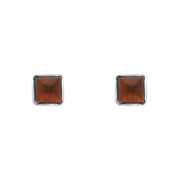 Sterling Silver Amber 4mm Square Stud Earrings D E1742.
