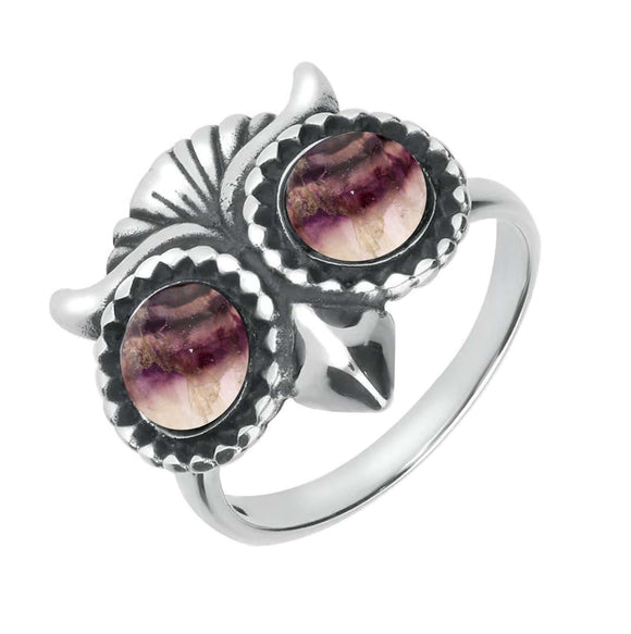 Sterling Silver Blue John Owl Eyes Ring, R855.