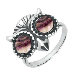 Sterling Silver Blue John Owl Eyes Ring, R855.