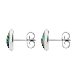Sterling Silver Abalone 8mm Classic Large Round Stud Earrings, e004