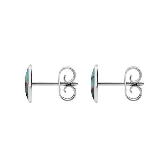 Sterling Silver Abalone 8 x 6mm Classic Medium Oval Stud Earrings, E006