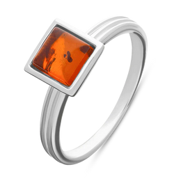 Sterling Silver Amber Square Stacking Ring, R1231_2