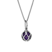 Sterling Silver Amethyst Emma Stothard Silver Darling 8mm Float Charm Necklace, P3585.