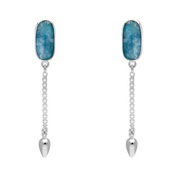 Sterling Silver Aquamarine Lineaire Medium Drop Stud Earrings, E2241.