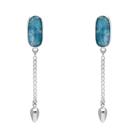 Sterling Silver Aquamarine Lineaire Medium Drop Stud Earrings, E2241.