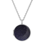 Sterling Silver Blue Goldstone Large Round Locket, P3551C