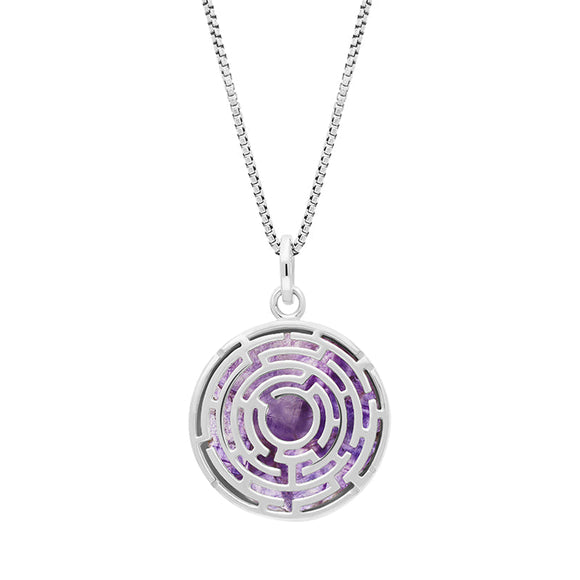 Sterling Silver Blue John Chatsworth Open Round Maze Necklace, P3669