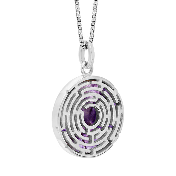 Sterling Silver Blue John Chatsworth Open Round Maze Necklace, P3669_2