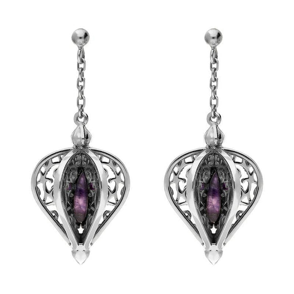 Sterling Silver Blue John Flore Filigree Drop Earrings E1781