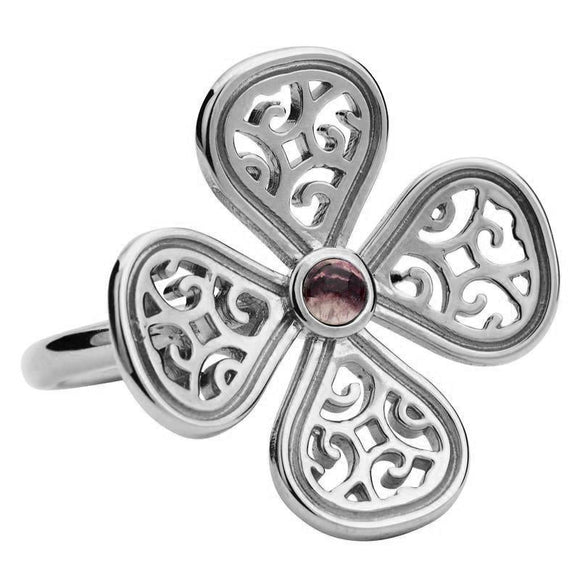 Sterling Silver Blue John Flore Four Petal Filigree Ring R807