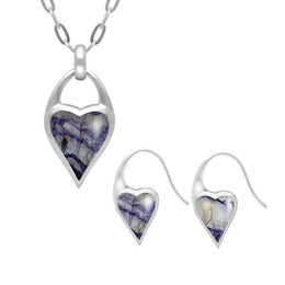 Sterling Silver Blue John Heart Carrier Two Piece Set P2713 E2015