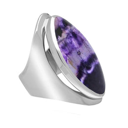 Sterling Silver Blue John Large Oval Statement Ring, R013.