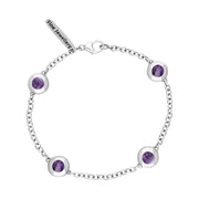 Sterling Silver Blue John Oval Star Detail Four Stone Bracelet, B796.