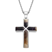 Sterling Silver Blue John Segmented Cross Necklace, P1866.