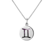 Sterling Silver Blue John Zodiac Gemini Round Necklace, P3609.