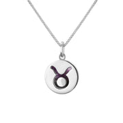 Sterling Silver Blue John Zodiac Taurus Round Necklace, P3601.