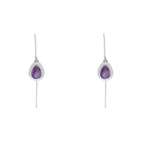 Sterling Silver Blue John Fleur De Lis Disc Drop Earrings