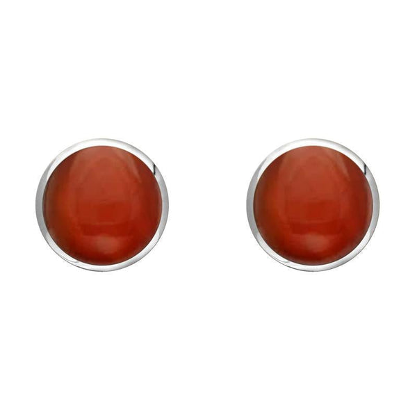 Sterling Silver Carnelian 6mm Classic Medium Round Stud Earrings, E003