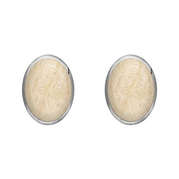 Sterling Silver Coquina 8 x 6mm Classic Medium Oval Stud Earrings, E006